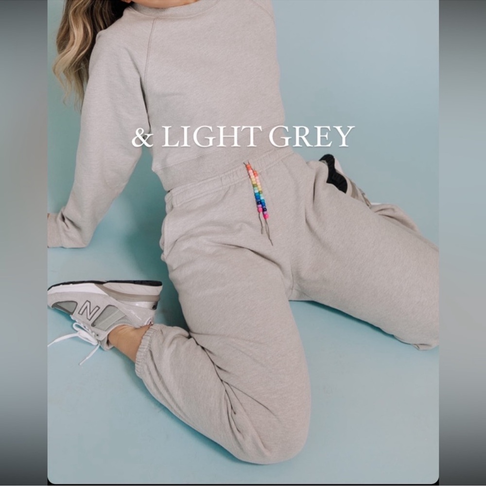 Daily Drills Light Gray Jogger Sweatpants with Beaded Drawstring - Picture 9 of 10
